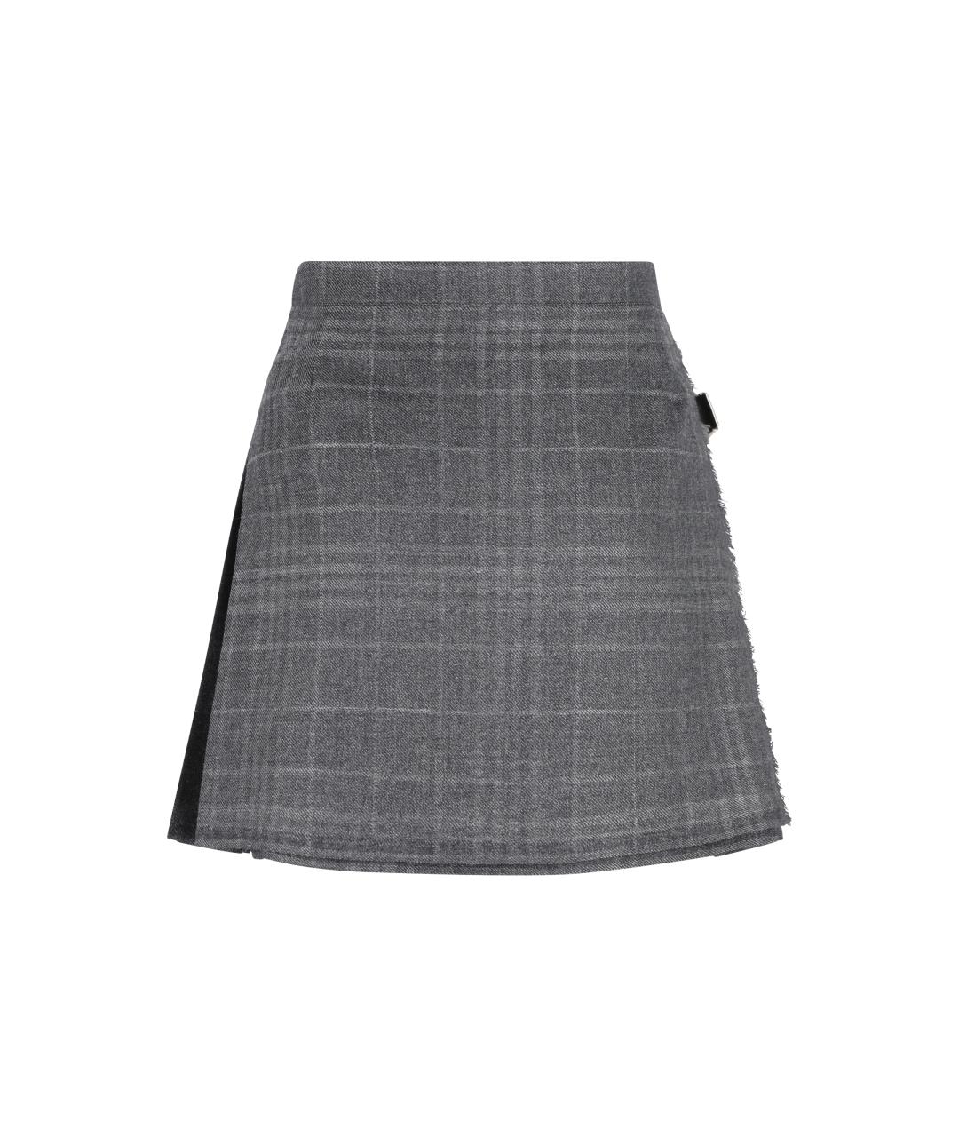 BALENCIAGA Серая шерстяная юбка мини, фото 2