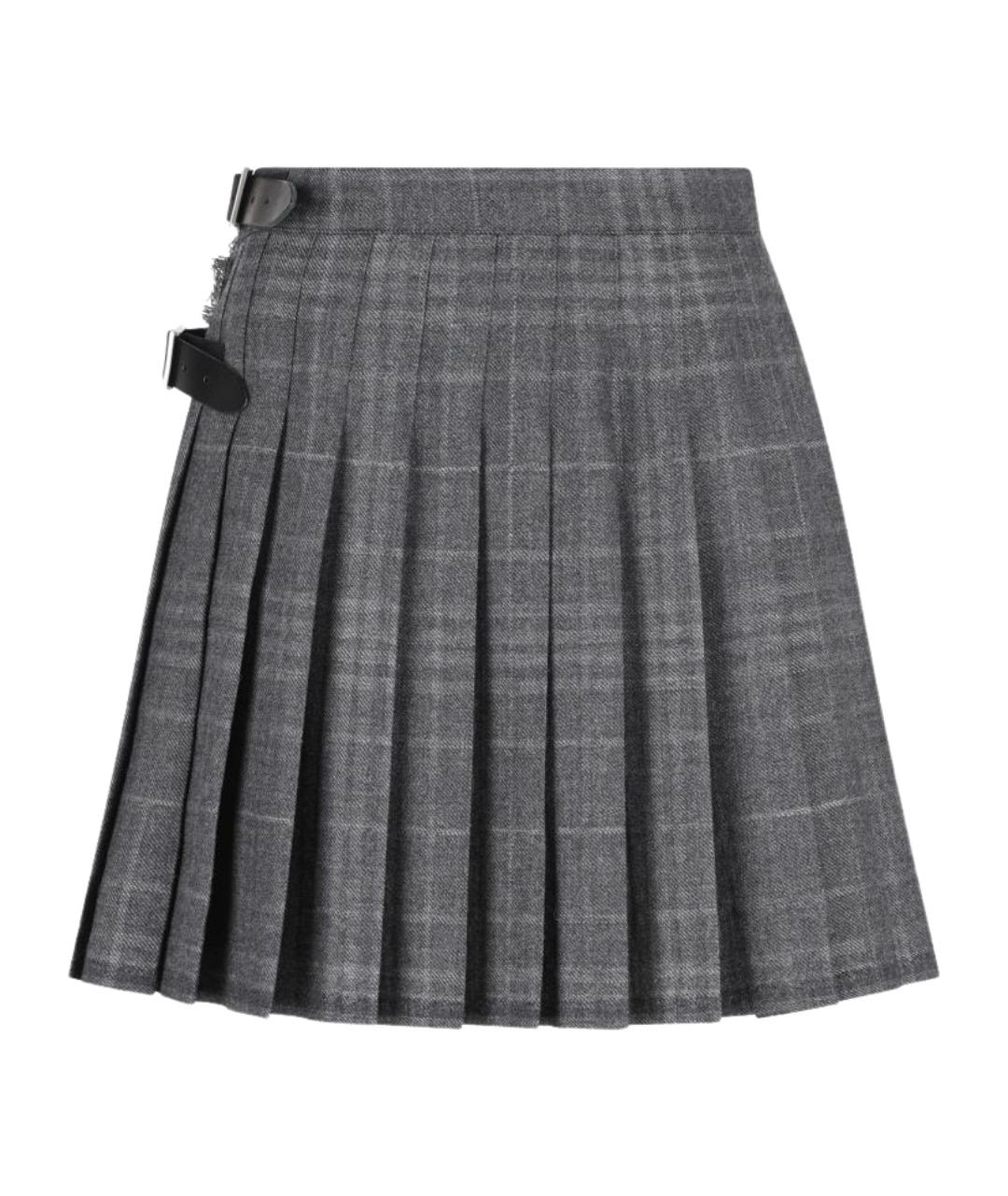 BALENCIAGA Серая шерстяная юбка мини, фото 1