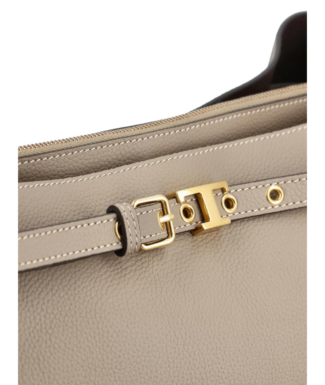 TOD'S Бежевая кожаная сумка тоут, фото 4