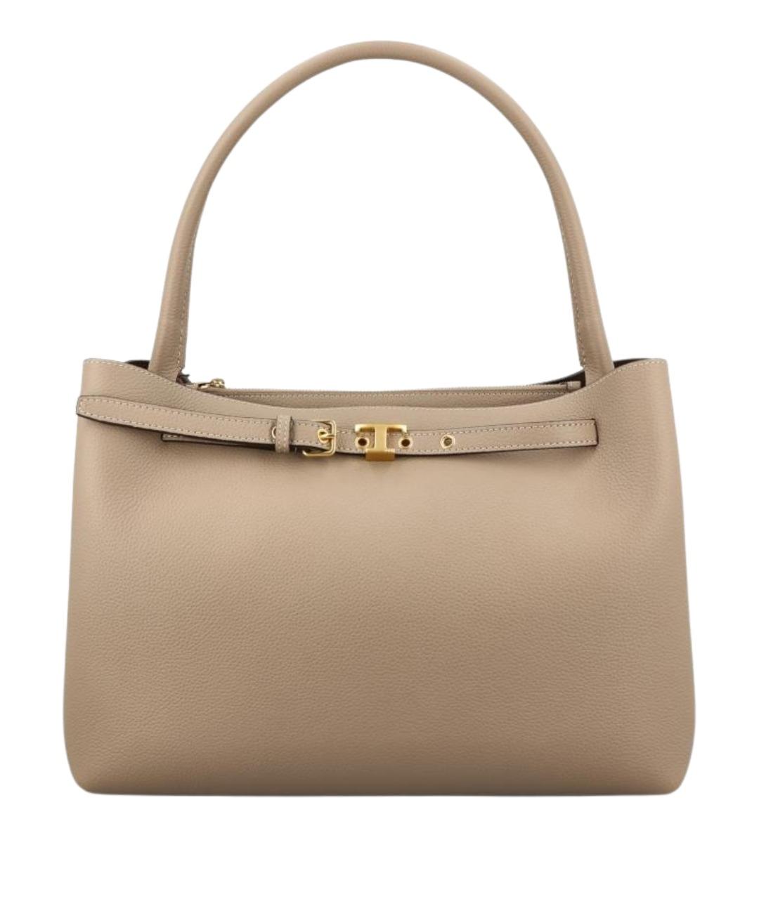 TOD'S Бежевая кожаная сумка тоут, фото 1