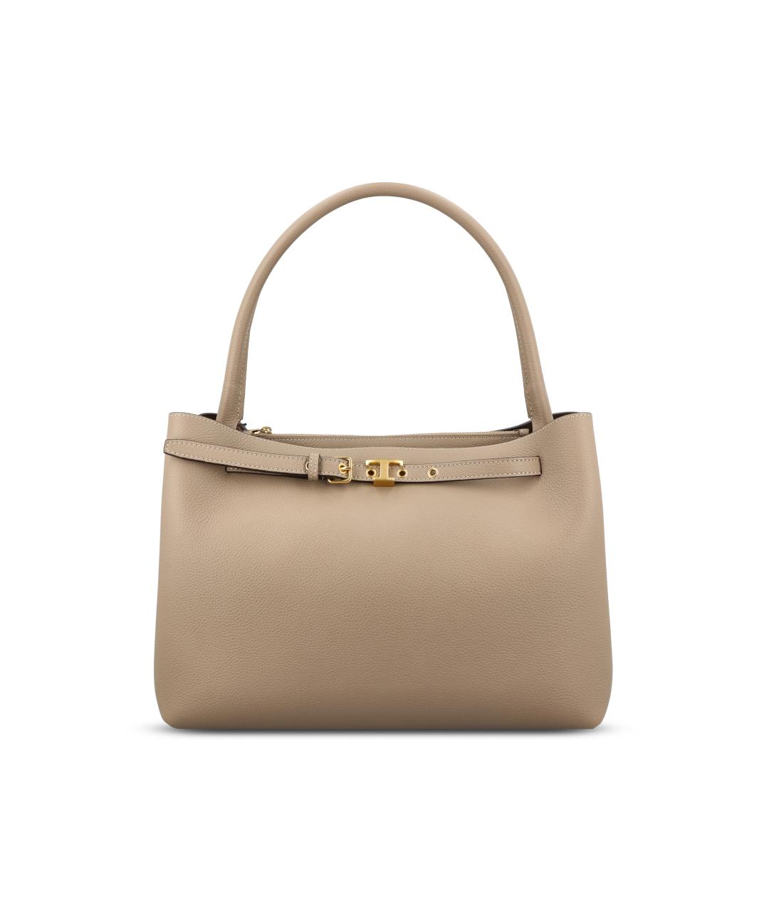 TOD'S Бежевая кожаная сумка тоут, фото 5