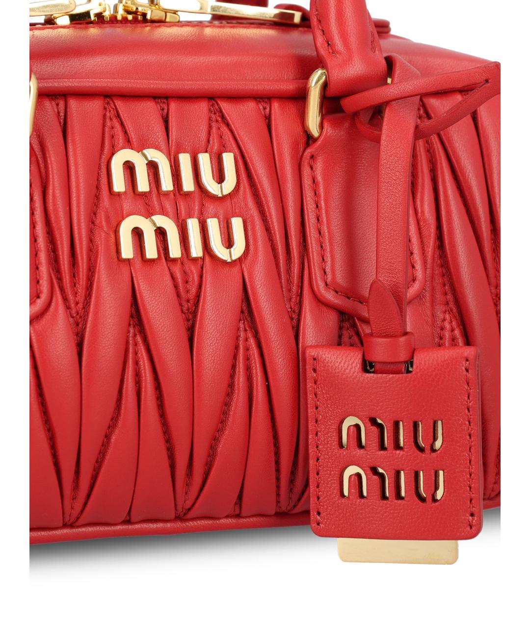 MIU MIU Красная кожаная сумка с короткими ручками, фото 4