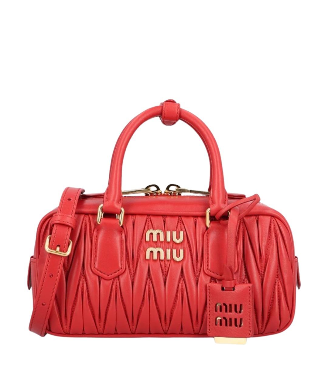 MIU MIU Красная кожаная сумка с короткими ручками, фото 1