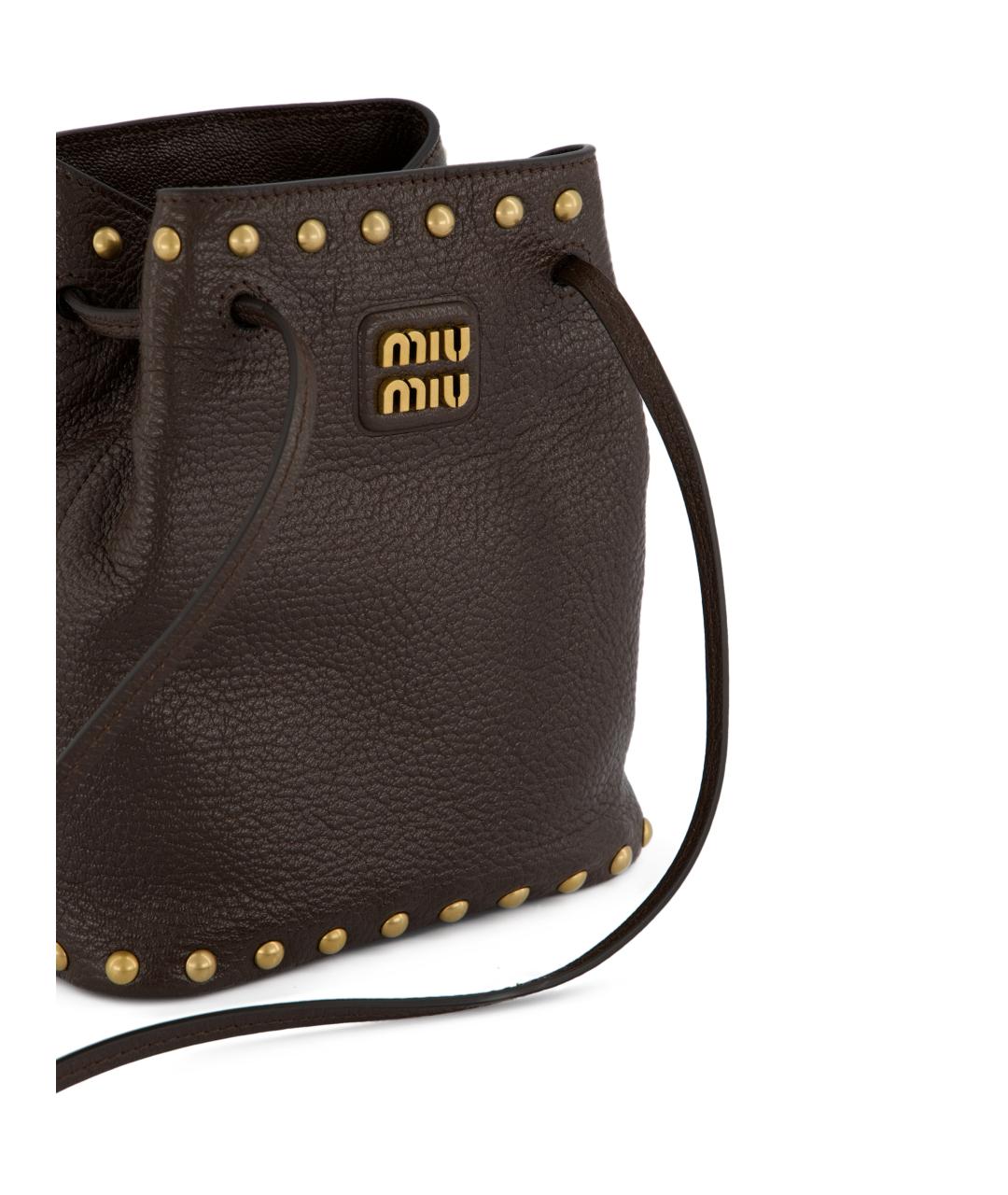 MIU MIU Коричневая кожаная сумка через плечо, фото 4