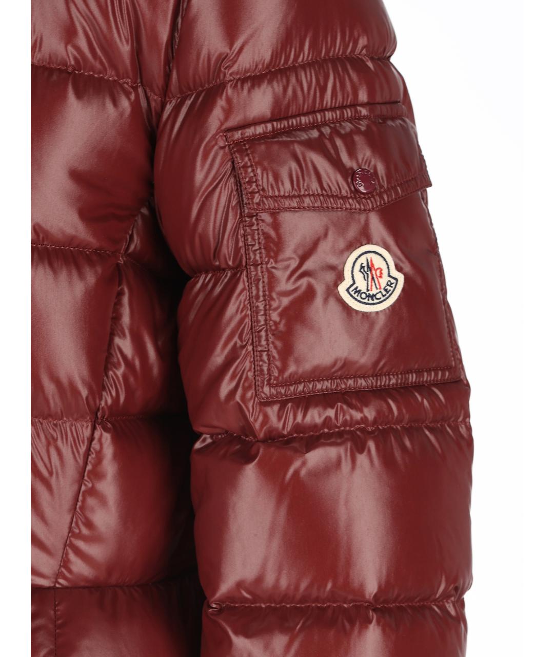 MONCLER Красный полиамидовый пуховик, фото 4