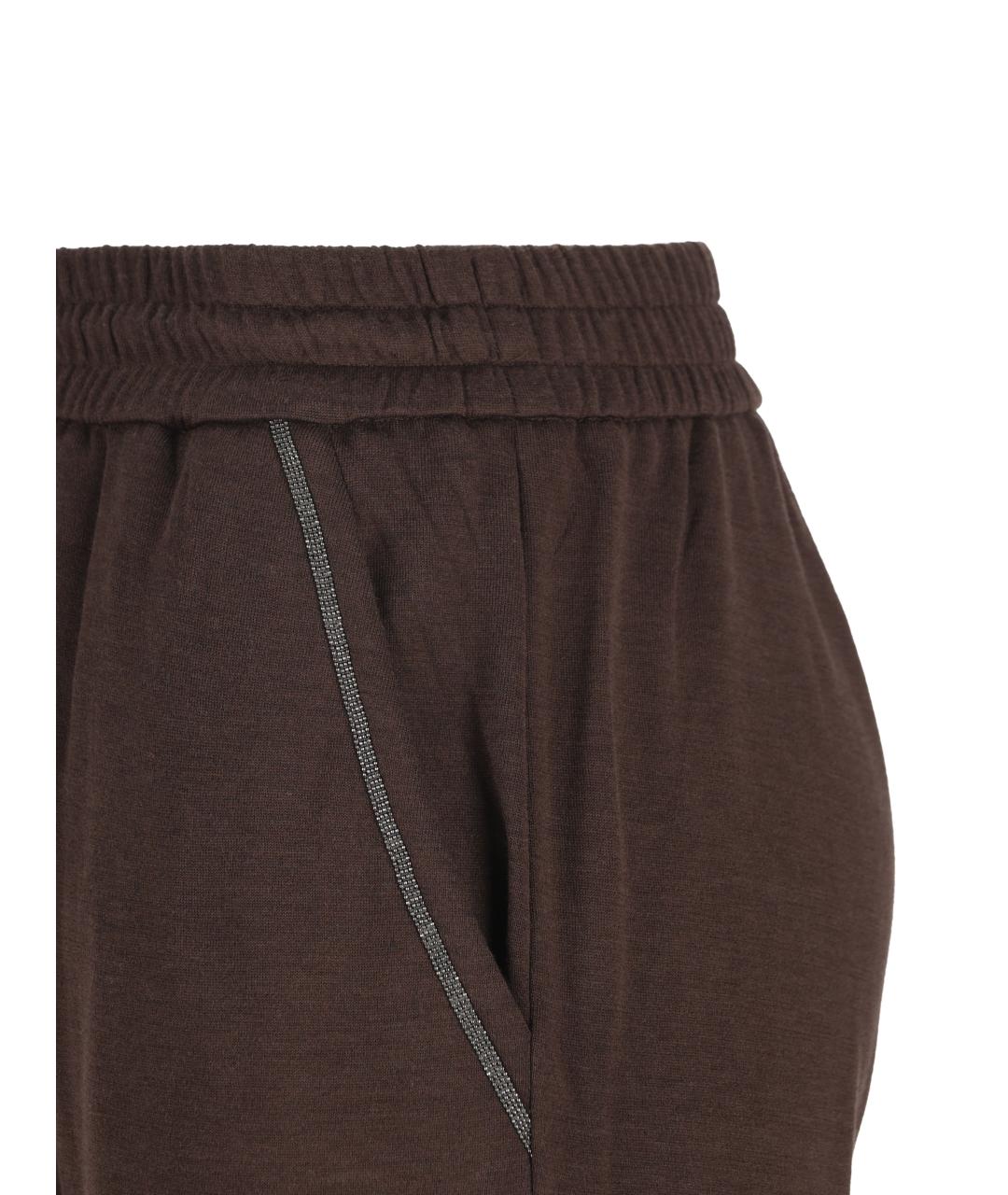 BRUNELLO CUCINELLI Коричневые хлопковые прямые брюки, фото 4
