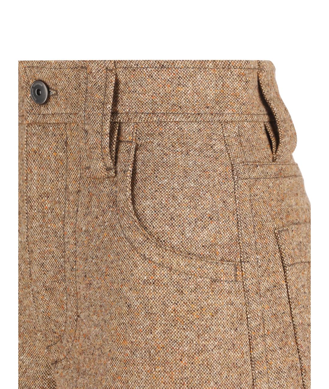 BRUNELLO CUCINELLI Бежевые шерстяные брюки широкие, фото 4