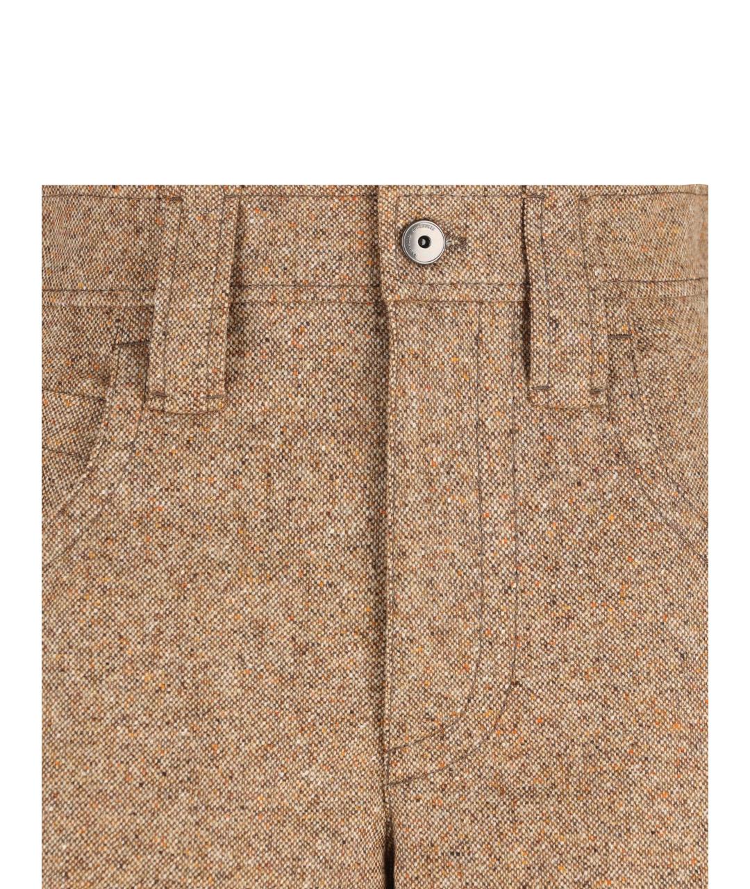 BRUNELLO CUCINELLI Бежевые шерстяные брюки широкие, фото 3