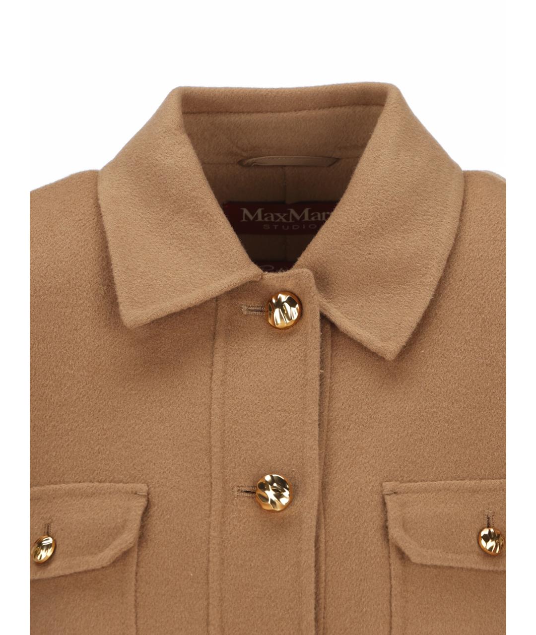 MAX MARA STUDIO Коричневое шерстяное пальто, фото 4