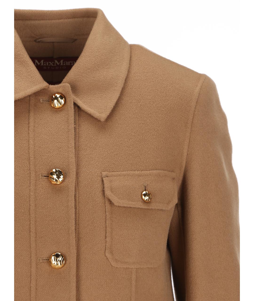 MAX MARA STUDIO Коричневое шерстяное пальто, фото 3