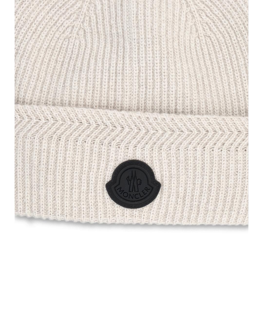 MONCLER Серая шерстяная шапка, фото 3
