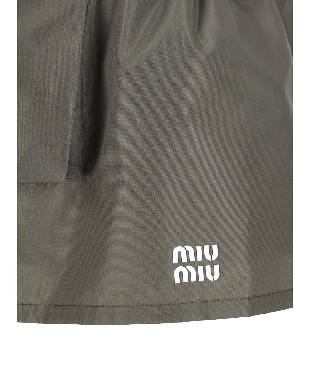 MIU MIU Зеленая полиэстеровая юбка мини, фото 4