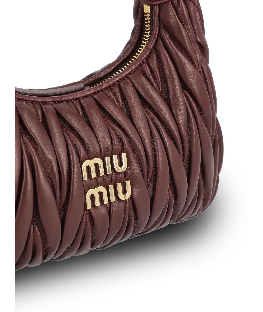MIU MIU Бордовая кожаная сумка с короткими ручками, фото 4