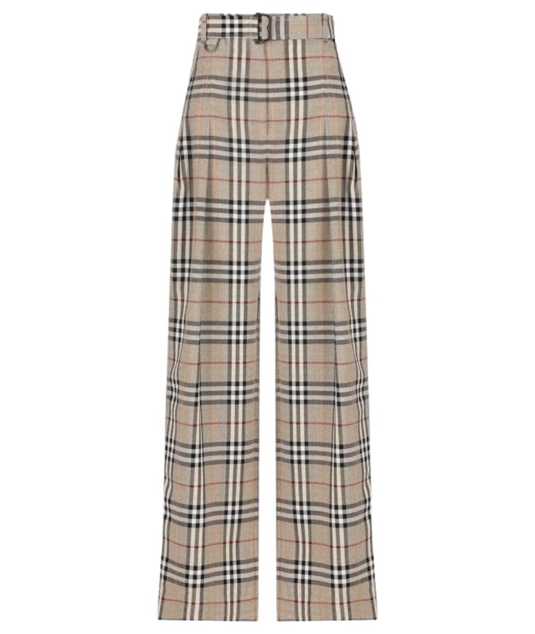 BURBERRY Бежевые вискозные брюки широкие, фото 1