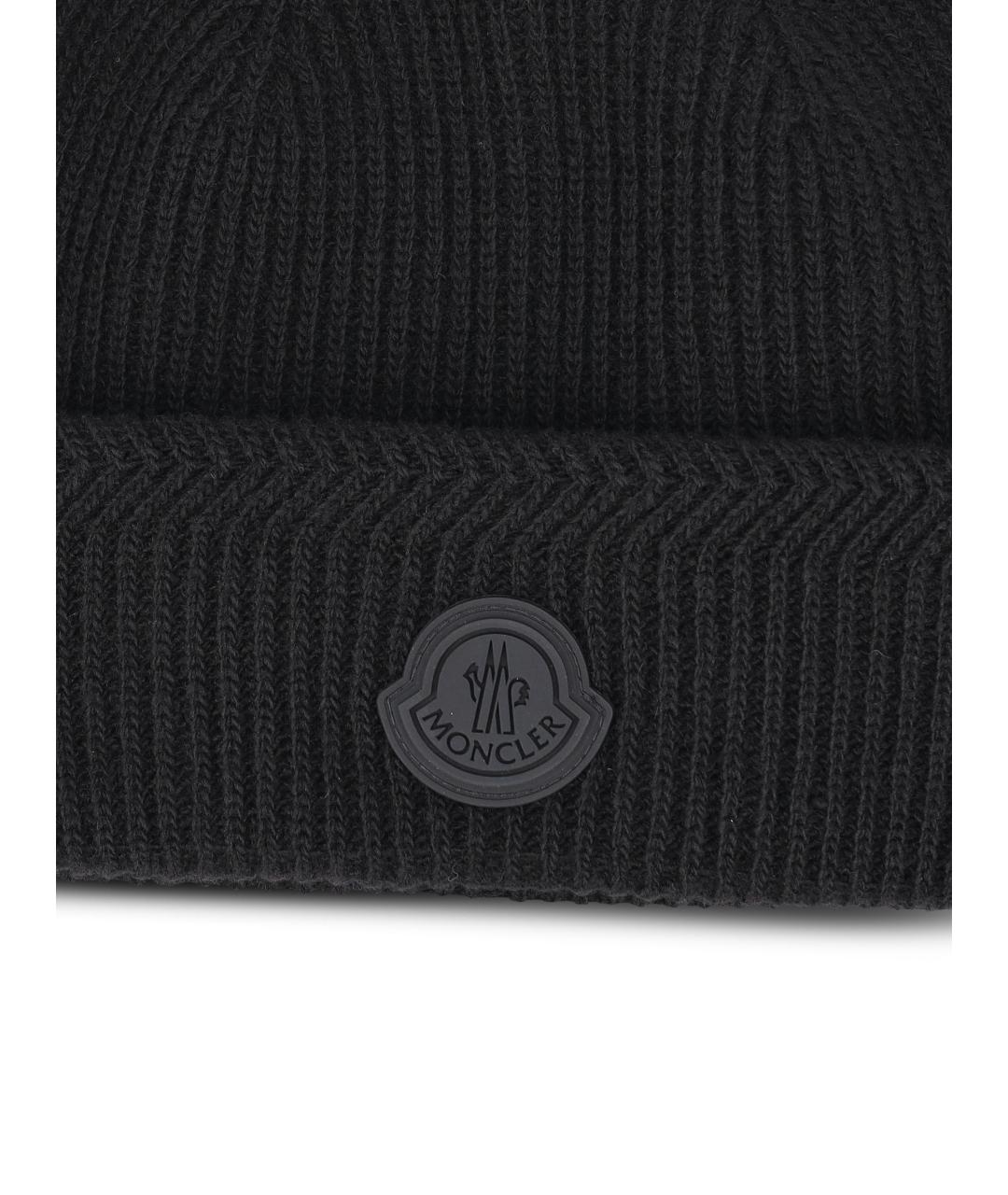 MONCLER Черная шерстяная шапка, фото 3