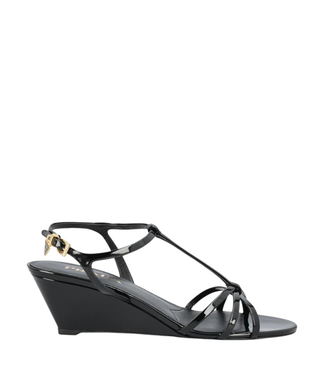 PRADA Черные босоножки из лакированной кожи, фото 1