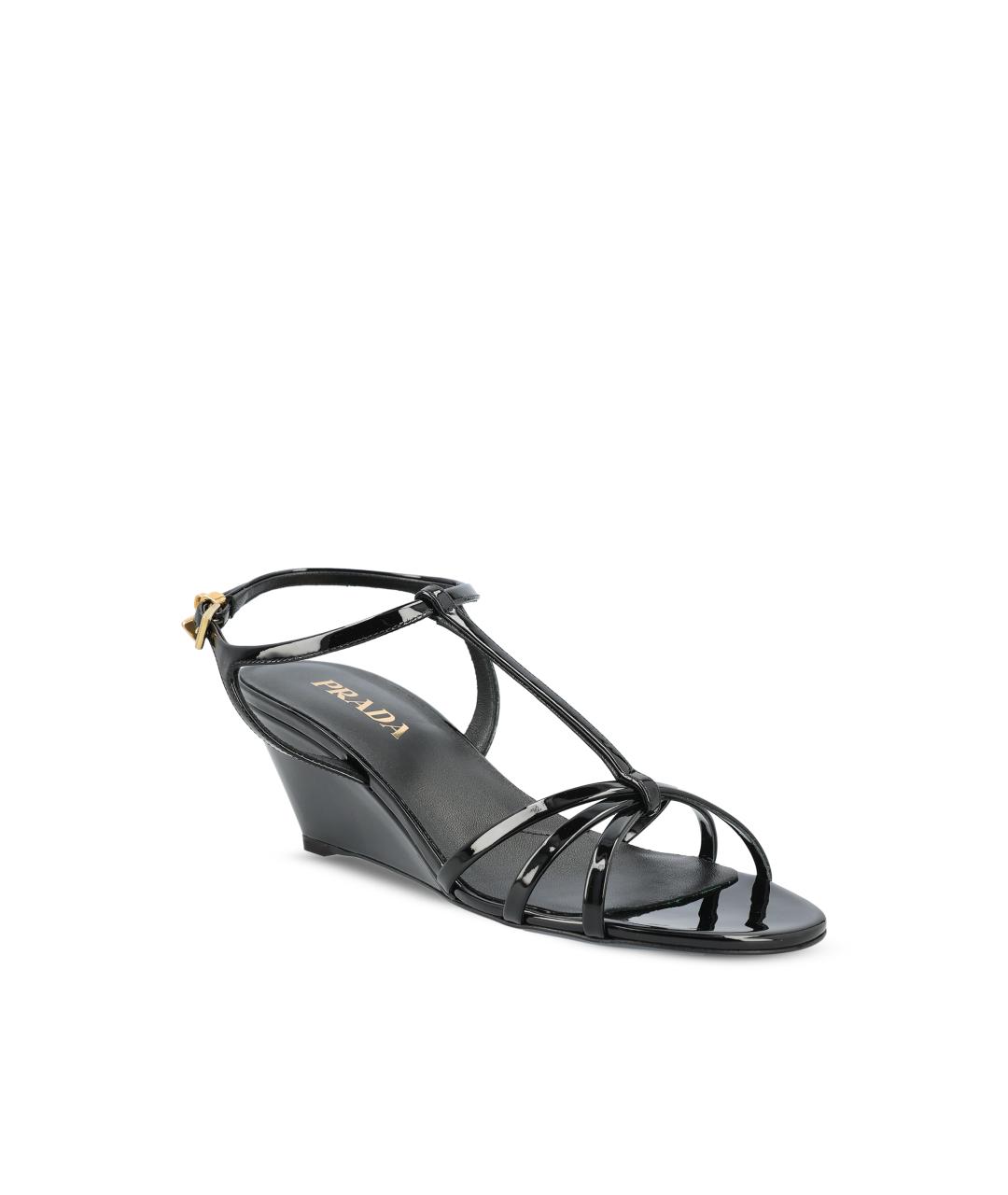 PRADA Черные босоножки из лакированной кожи, фото 2