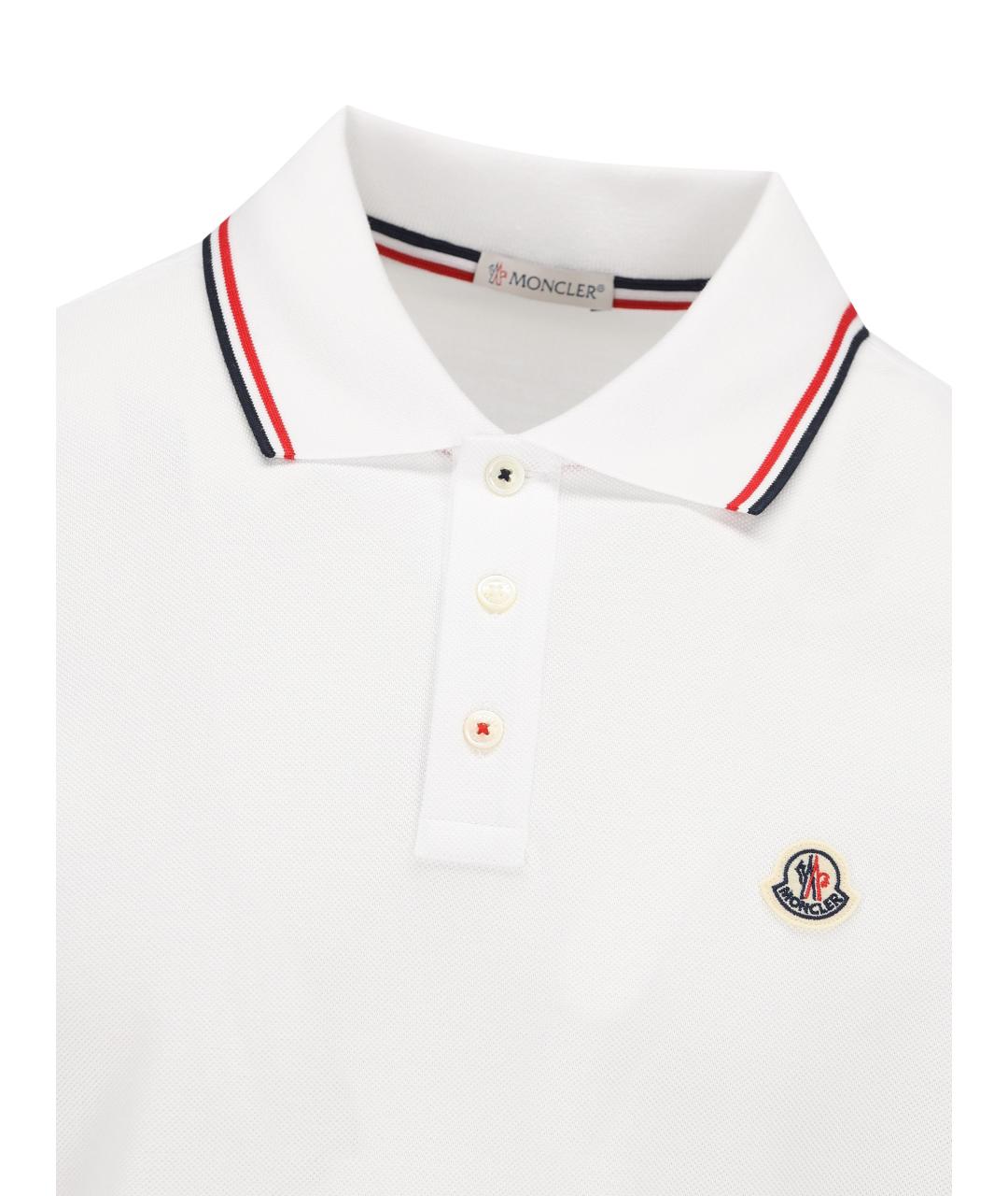 MONCLER Белое хлопковое поло с коротким рукавом, фото 3