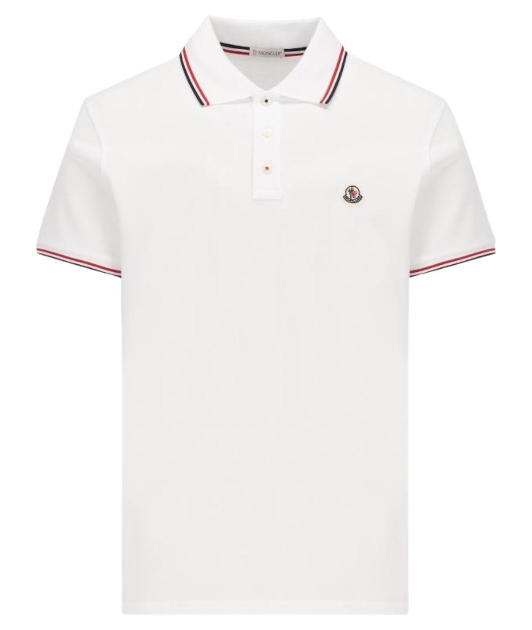 MONCLER Белое хлопковое поло с коротким рукавом, фото 1