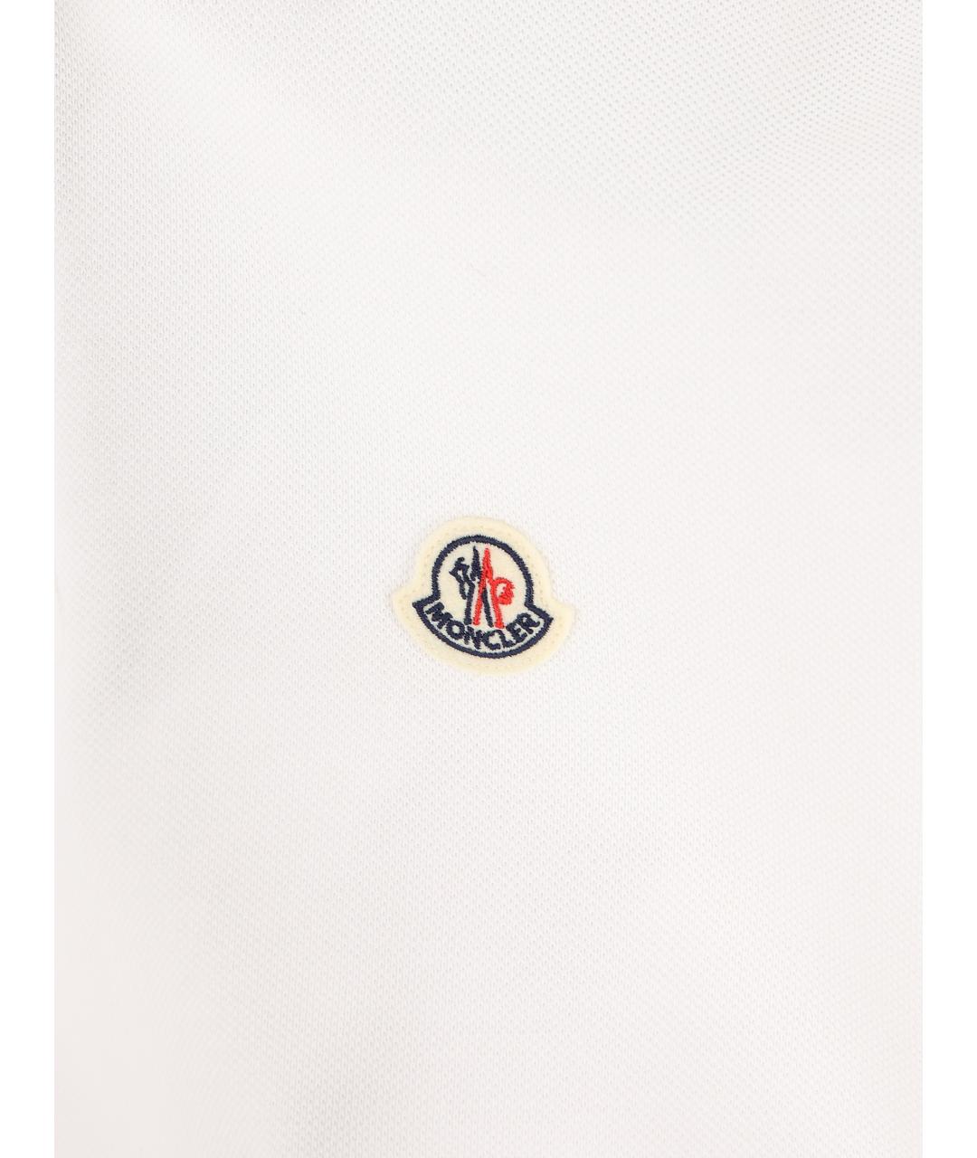 MONCLER Белое хлопковое поло с коротким рукавом, фото 4