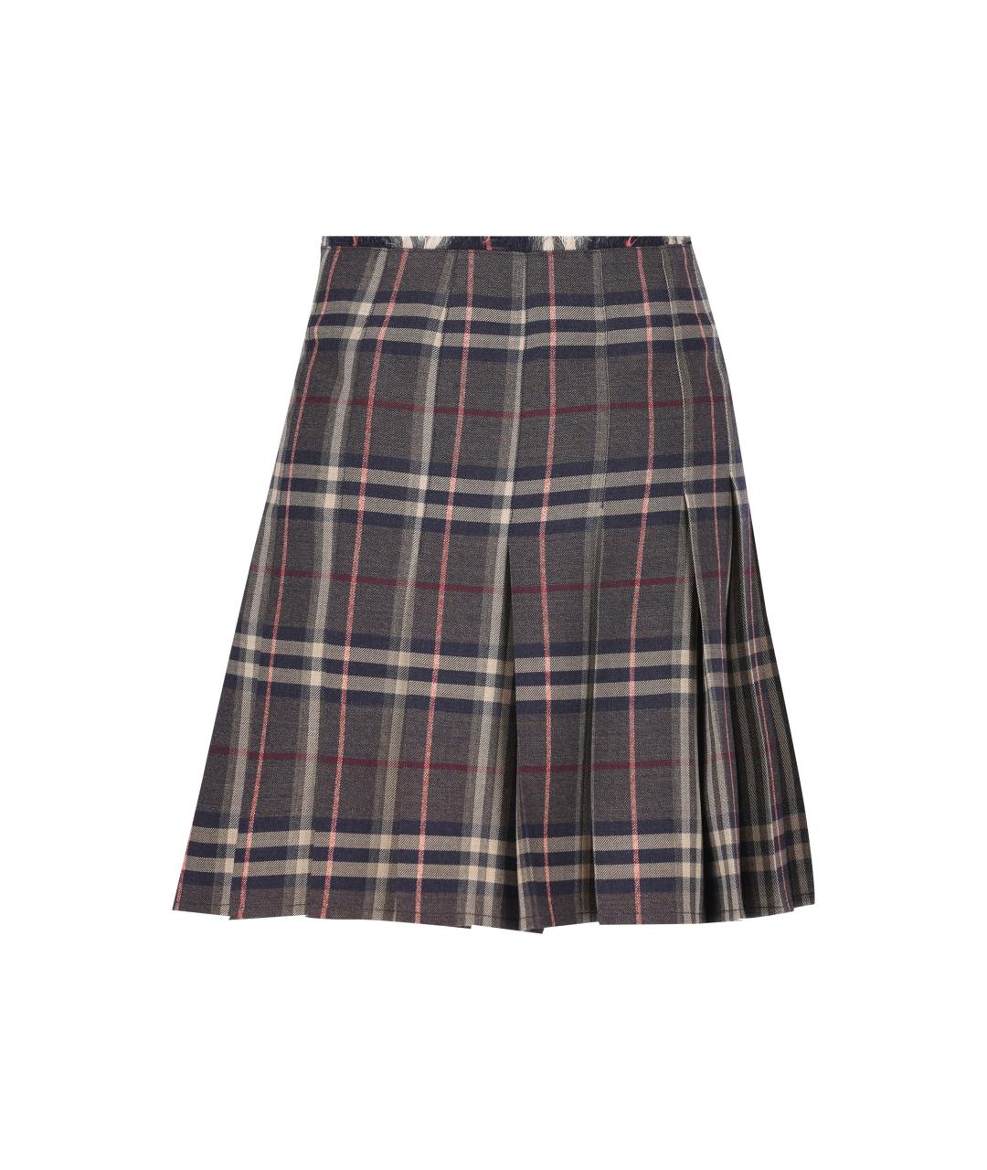 BURBERRY Серая шерстяная юбка мини, фото 2