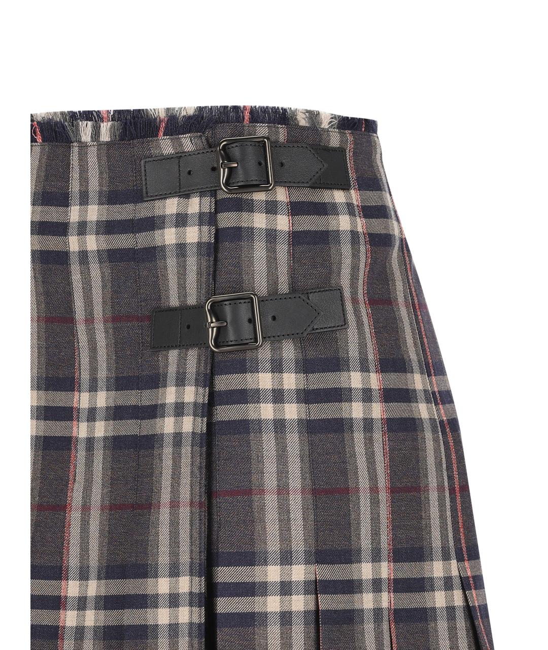 BURBERRY Серая шерстяная юбка мини, фото 3