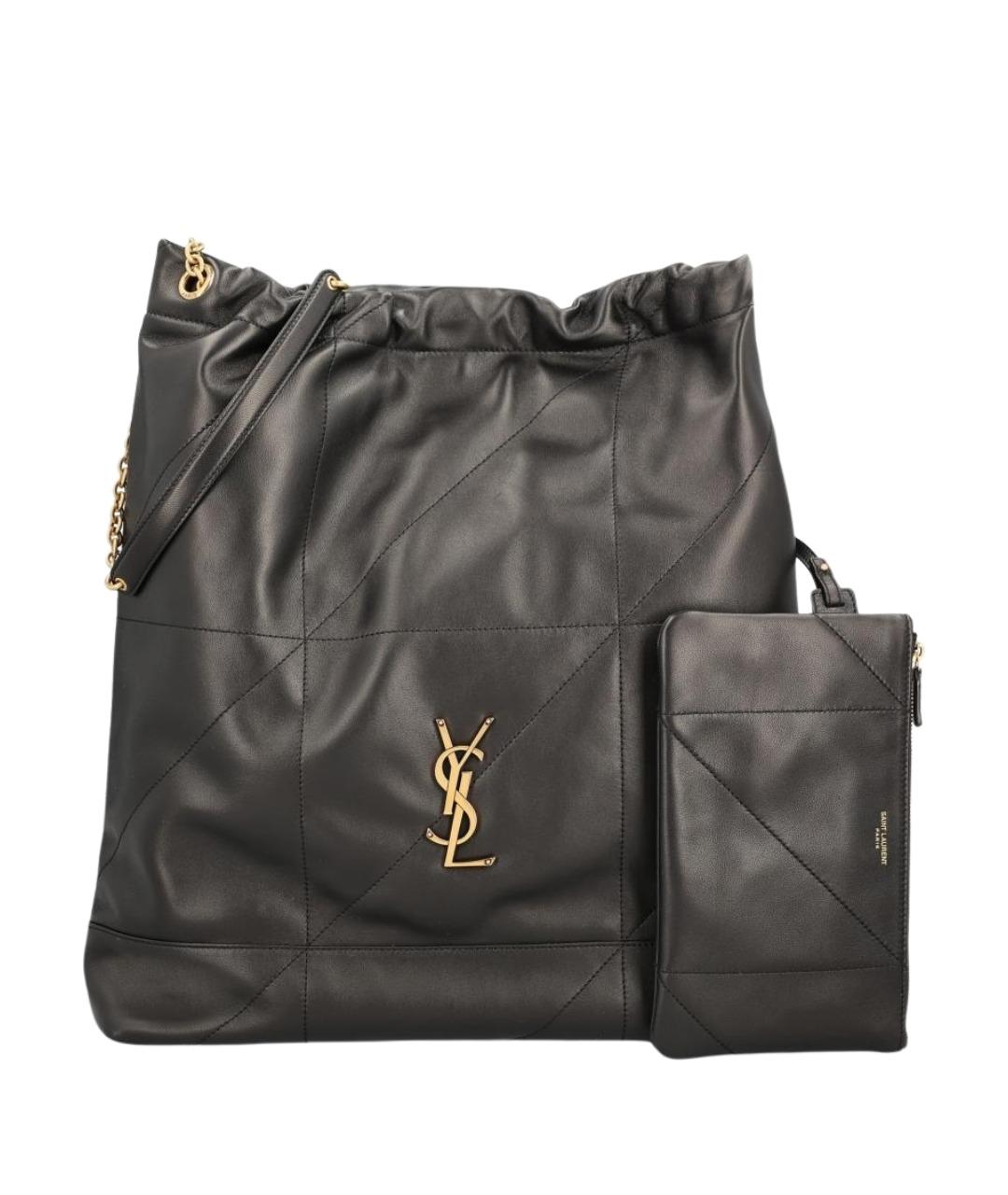 SAINT LAURENT Черная кожаная сумка тоут, фото 1