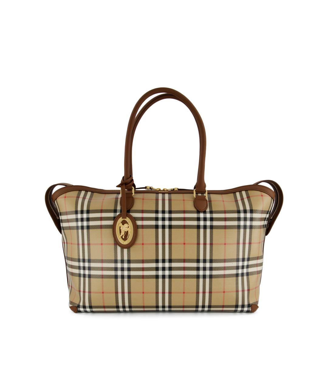 BURBERRY Бежевая сумка тоут из канвы, фото 1