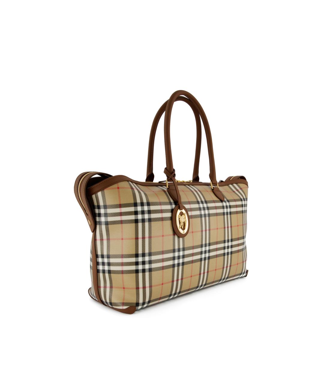 BURBERRY Бежевая сумка тоут из канвы, фото 3