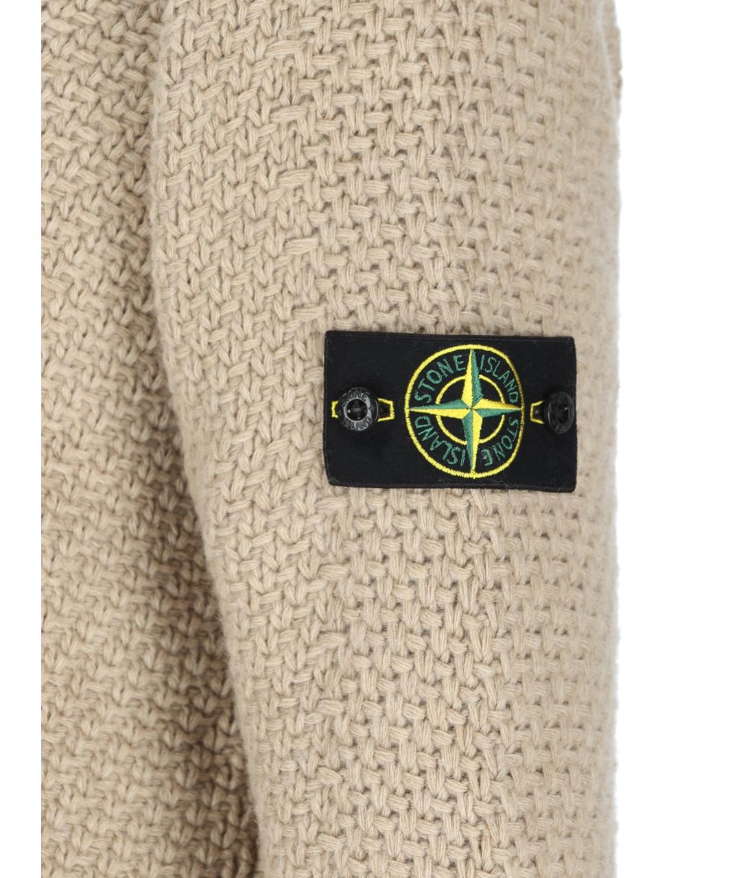 STONE ISLAND Бежевый шерстяной джемпер / свитер, фото 4