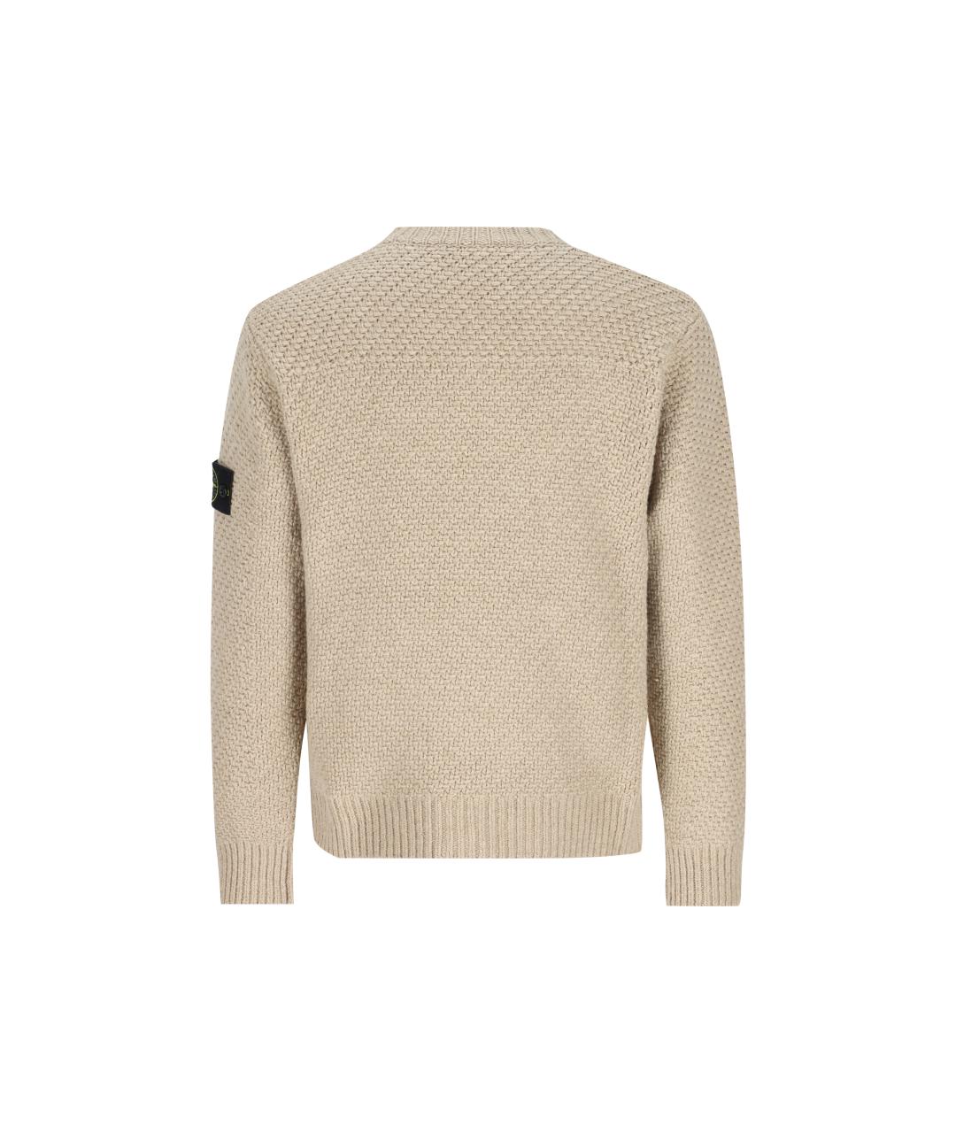 STONE ISLAND Бежевый шерстяной джемпер / свитер, фото 2