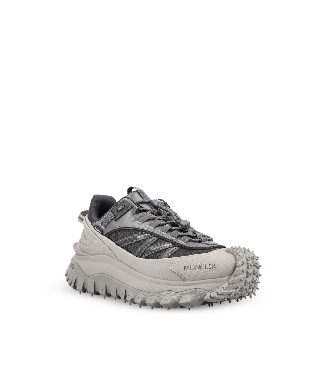 MONCLER Серые текстильные низкие кроссовки / кеды, фото 2