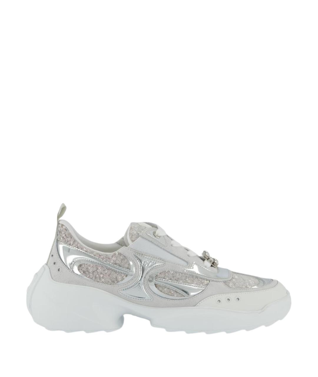 ROGER VIVIER Серебряные синтетические кроссовки, фото 1