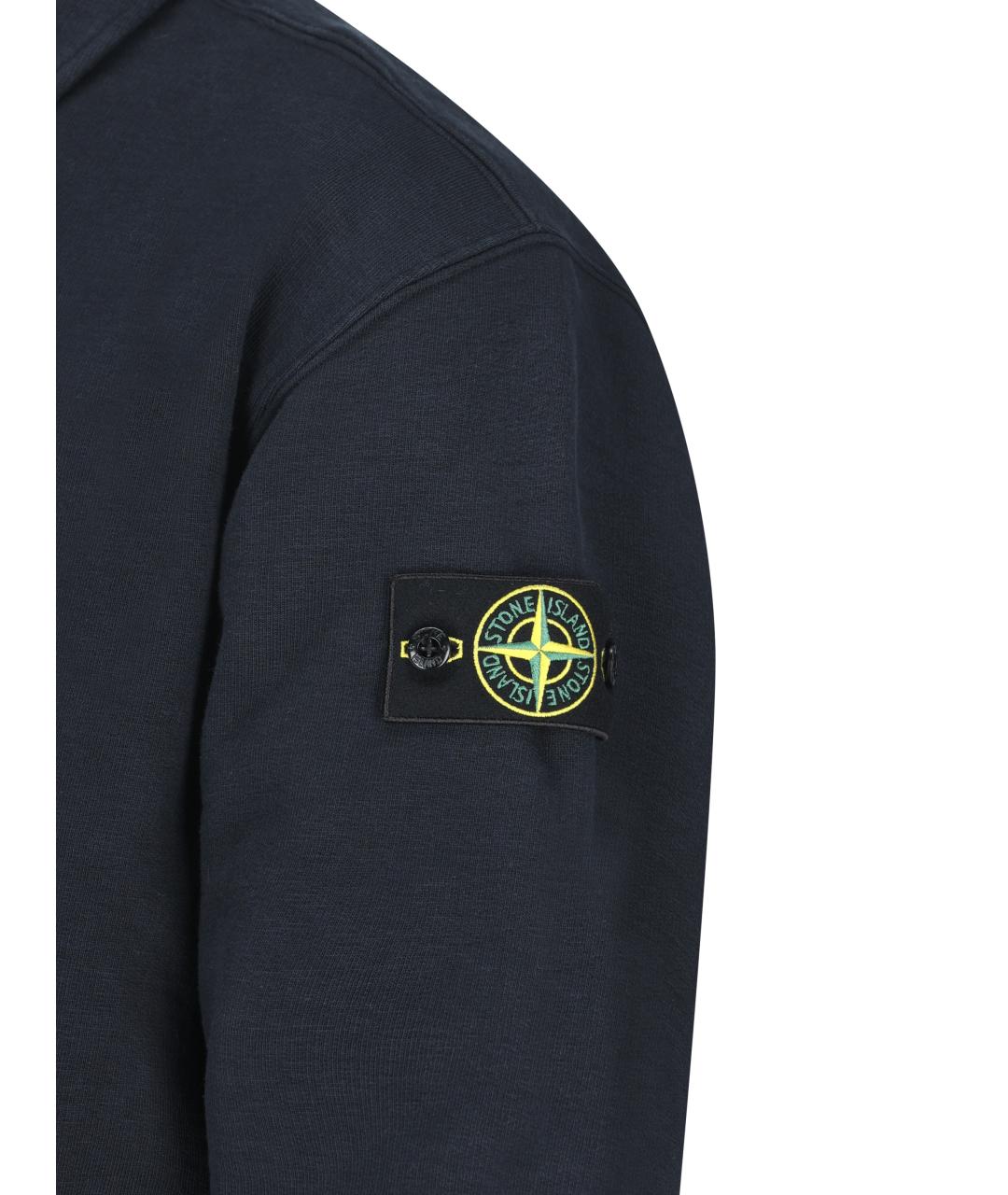 STONE ISLAND Синее хлопковое поло с длинным рукавом, фото 4