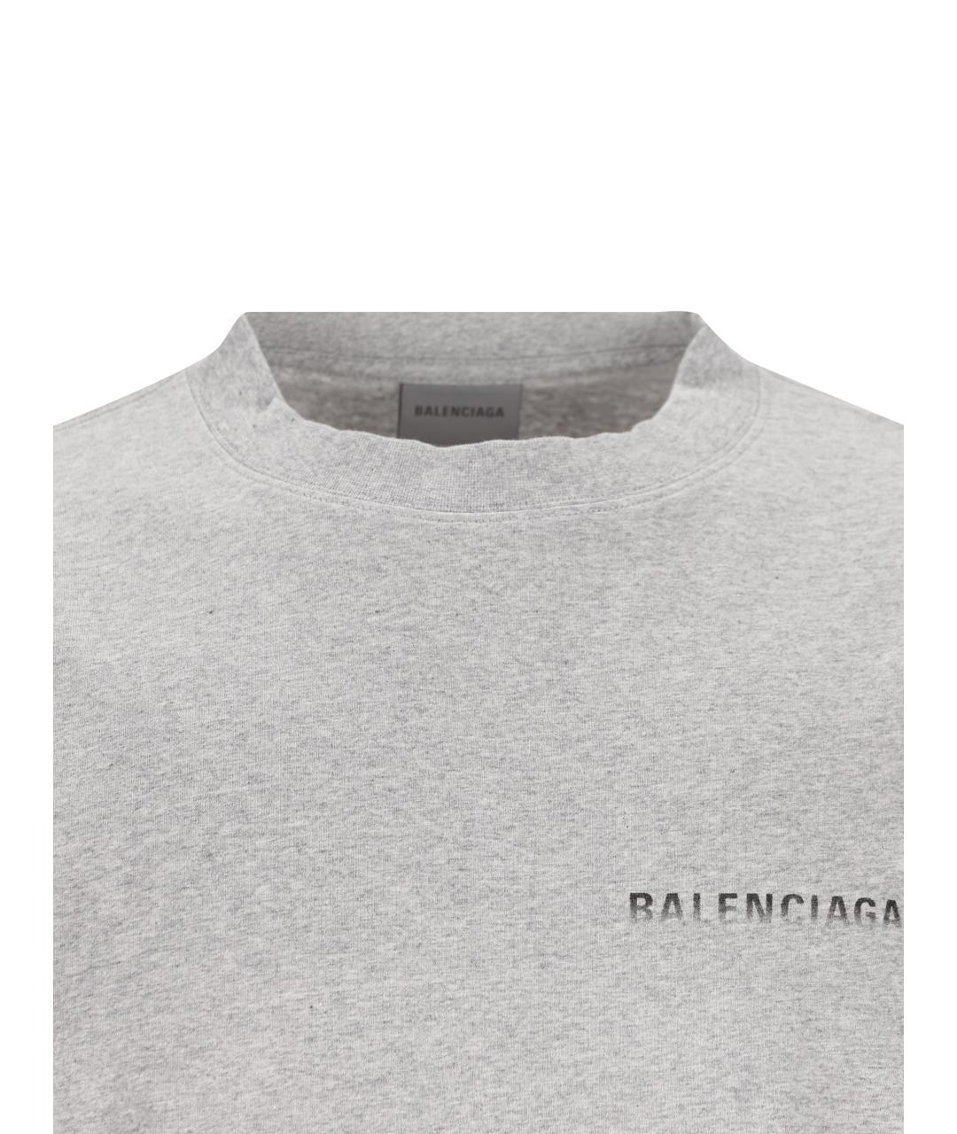 BALENCIAGA Серая хлопковая футболка, фото 4