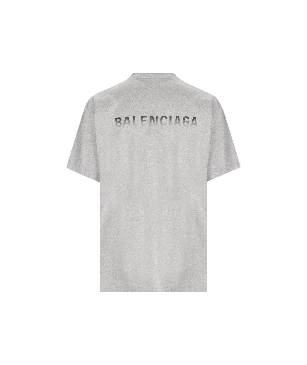 BALENCIAGA Серая хлопковая футболка, фото 2