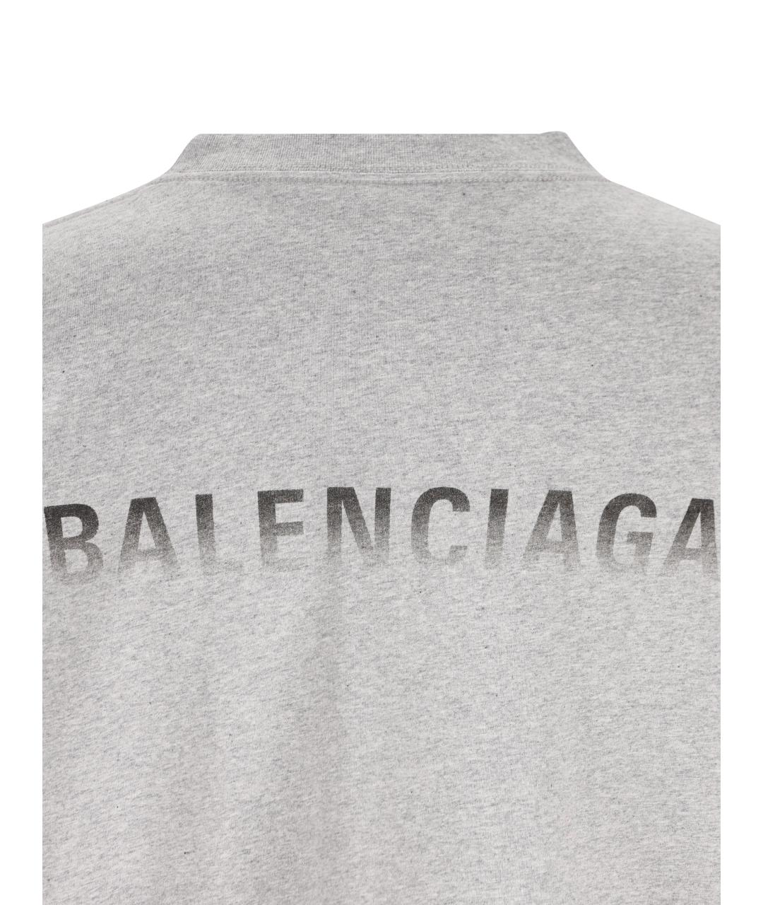BALENCIAGA Серая хлопковая футболка, фото 3