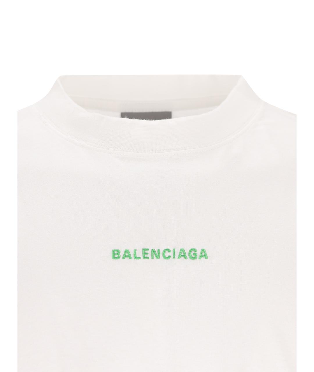 BALENCIAGA Белая хлопковая футболка, фото 4
