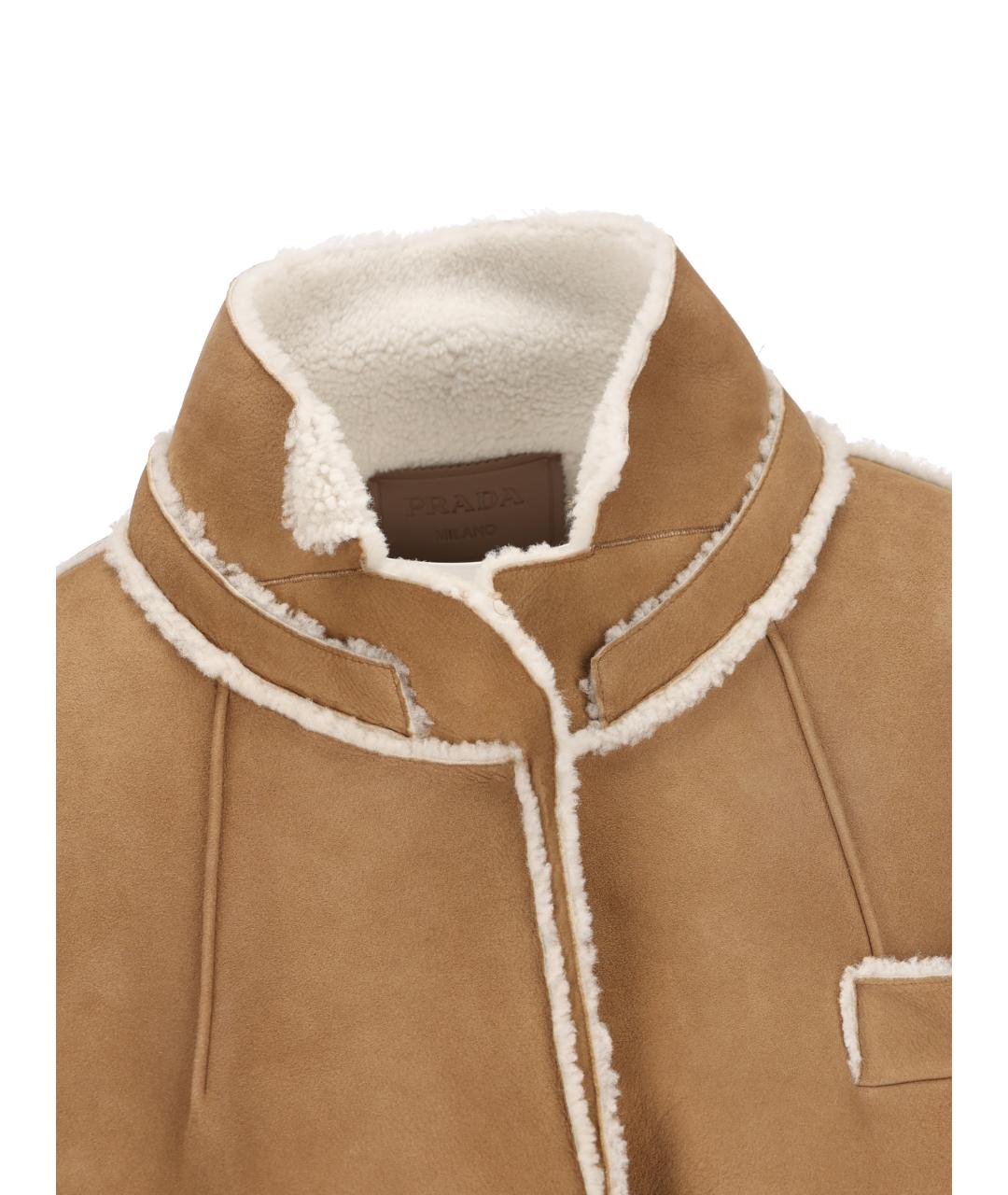 PRADA Коричневая кожаная дубленка, фото 3