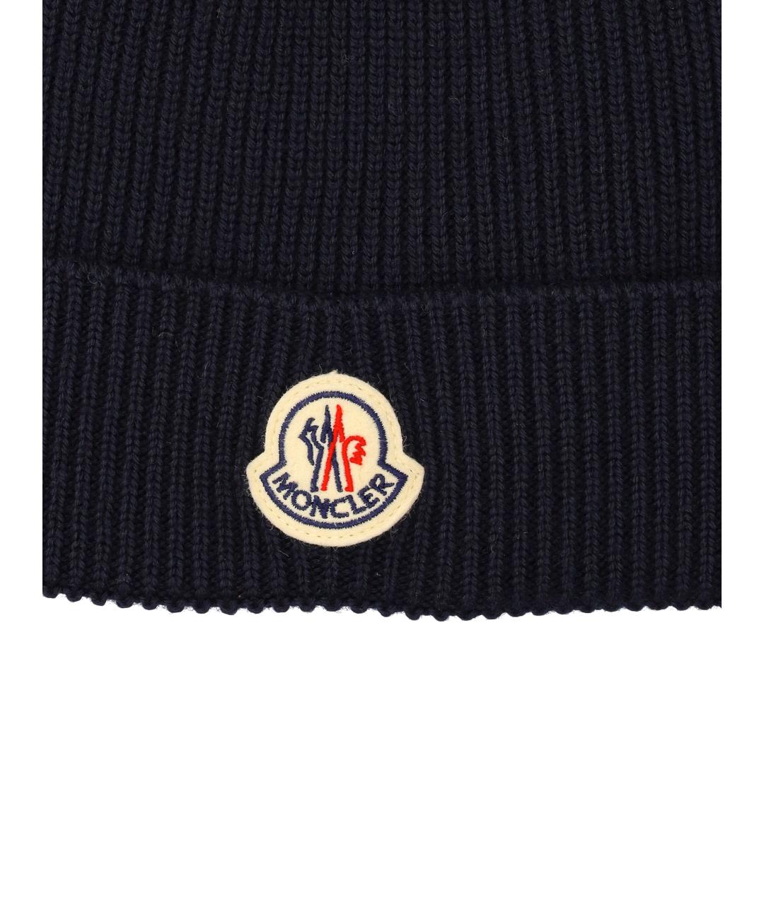 MONCLER Черная шерстяная шапка, фото 4