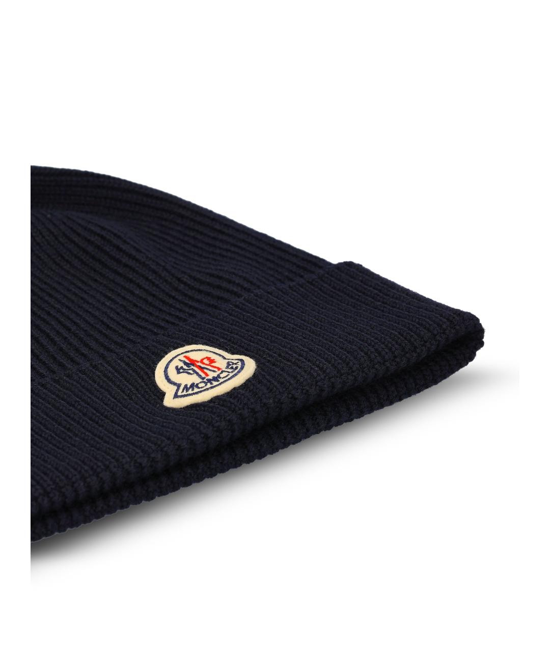 MONCLER Черная шерстяная шапка, фото 3