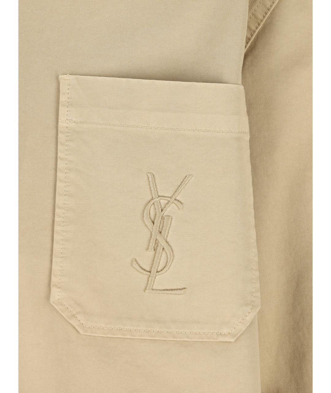 SAINT LAURENT Бежевая хлопковая кэжуал рубашка, фото 4