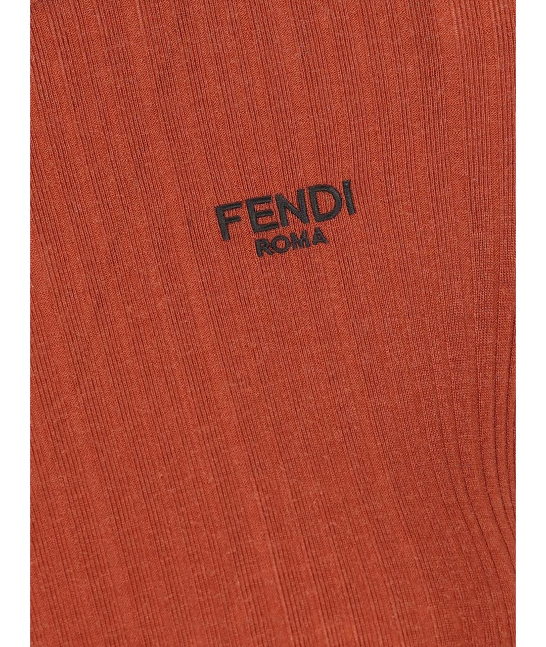 FENDI Оранжевая полиэстеровая футболка, фото 3