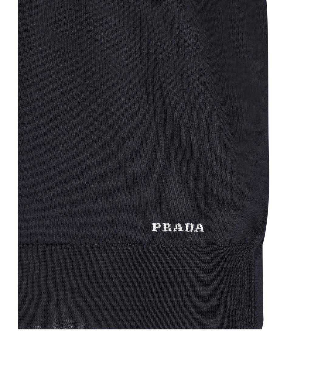 PRADA Темно-синее шелковое поло с коротким рукавом, фото 3