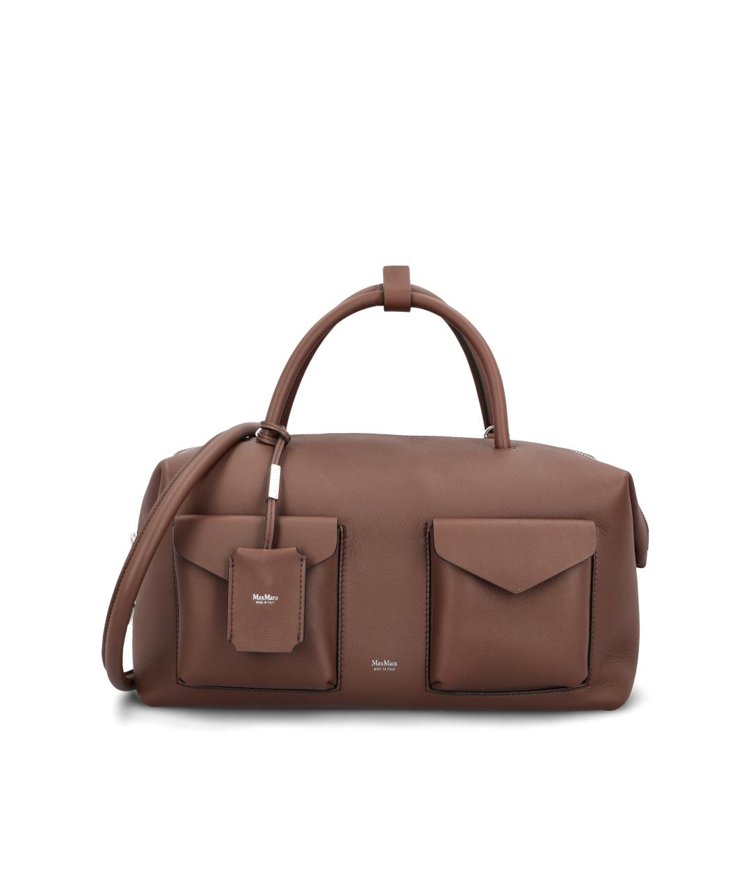 MAX MARA Коричневая кожаная сумка тоут, фото 5