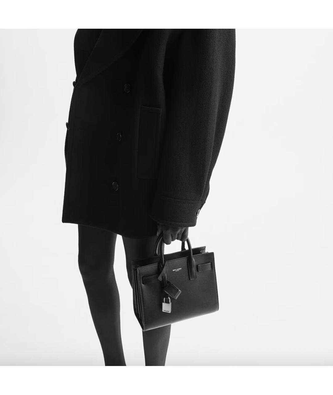 SAINT LAURENT Черная кожаная сумка с короткими ручками, фото 5