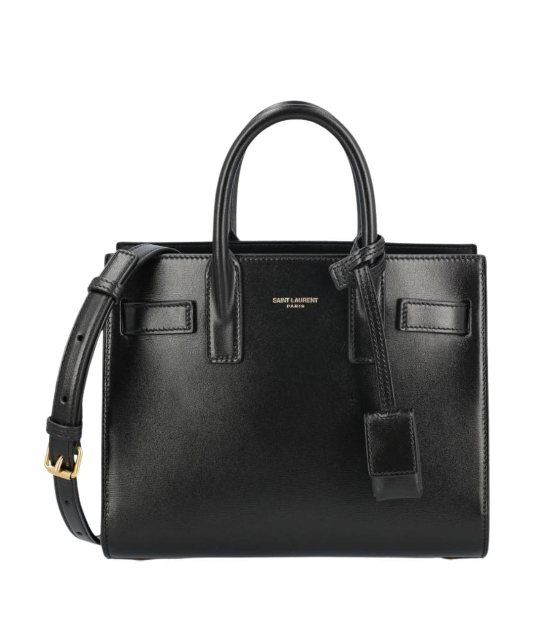 SAINT LAURENT Черная кожаная сумка с короткими ручками, фото 1