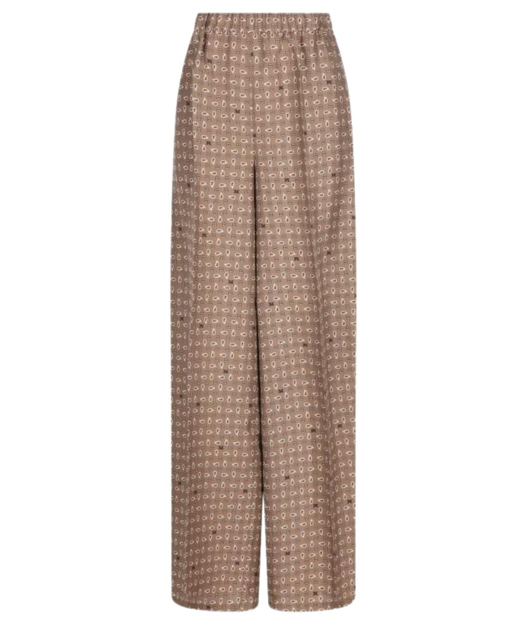 MAX MARA Бежевые шелковые брюки широкие, фото 1