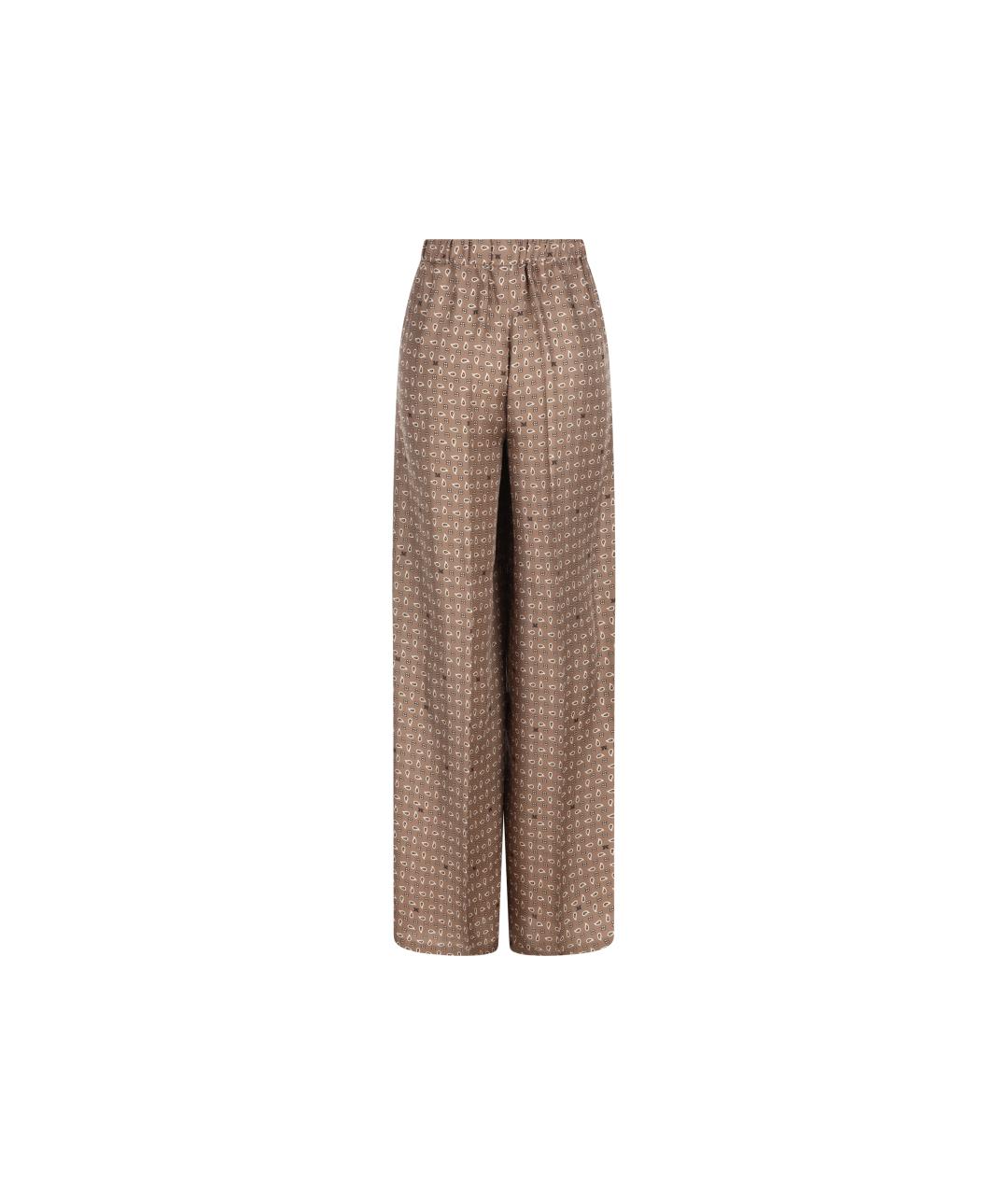 MAX MARA Бежевые шелковые брюки широкие, фото 2