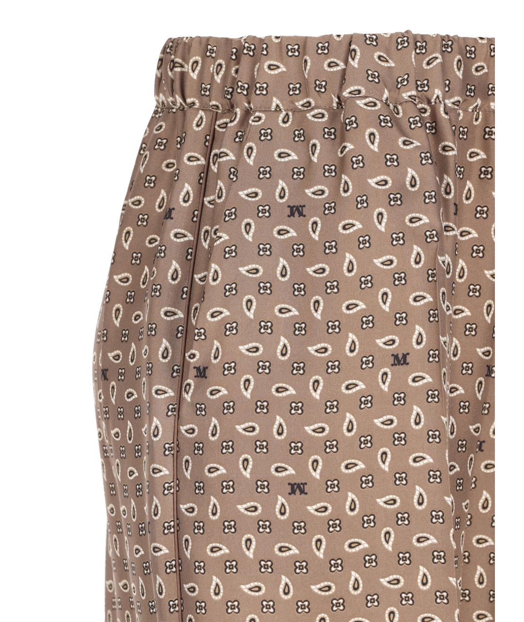 MAX MARA Бежевые шелковые брюки широкие, фото 4
